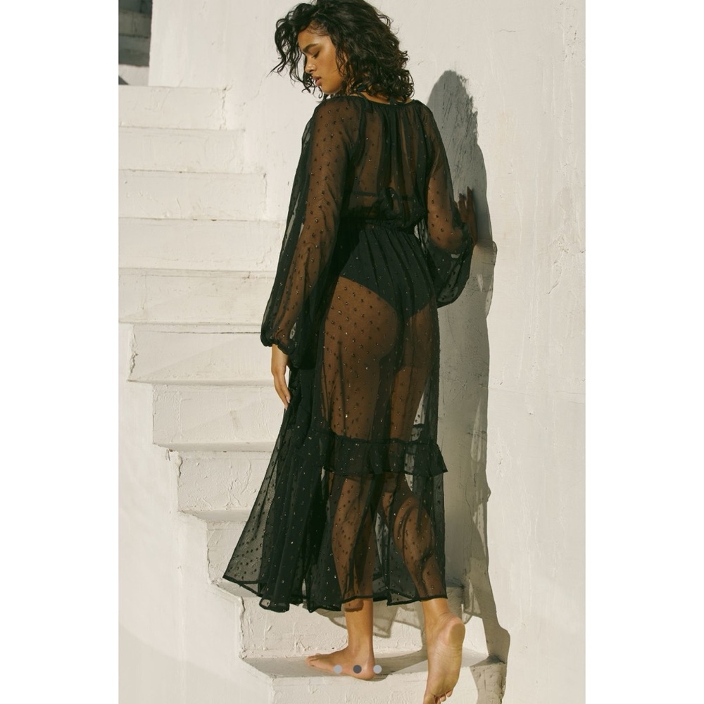 Anthropologie long sleeve ruffle mesh maxi dress - Picture 2 of 6